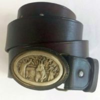 Jagdgürtel braun (Motiv Rehbock)