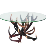 Tisch im Jagdstil mit Glasplatte